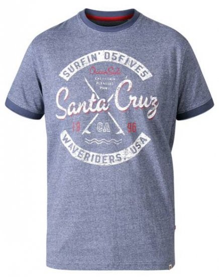 D555 Gove Santa Cruz Surfer Print Ringer T-Shirt Navy - Herren-T-Shirts - Herren-T-Shirts in großen Größen