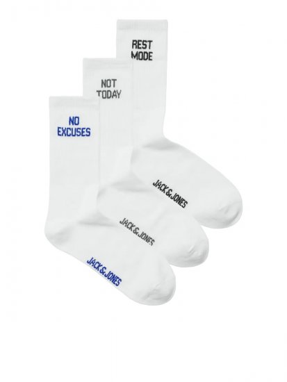 Jack & Jones Power Statements Tennissocken Weiß 3er-Pack - Herrenunterwäsche & bademode - Herrenunterwäsche & Bademode in großen Größen