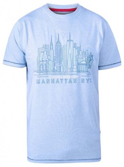D555 Hemsworth Manhattan Sky Line Crew Neck Printed T-Shirt Blue - Herren-T-Shirts in großen Größen - Herren-T-Shirts in großen Größen