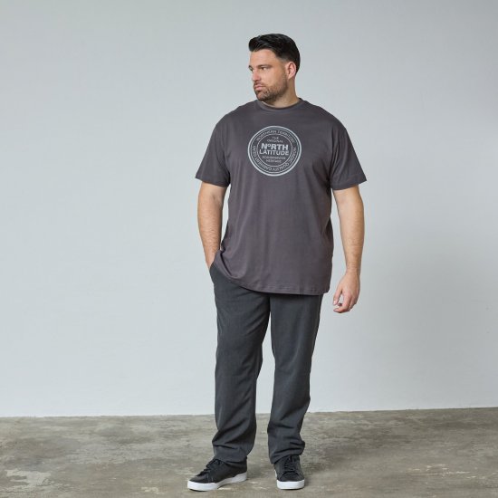North Latitude T-Shirt Grau/Anthrazit - TALL T-shirts - Extra lange T-Shirts Herren