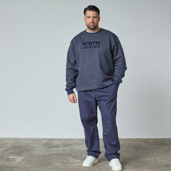 North Latitude Crewneck Logo Sweat Navyblau - TALL sweatshirts - TALL Sweatshirts mit Extralänge