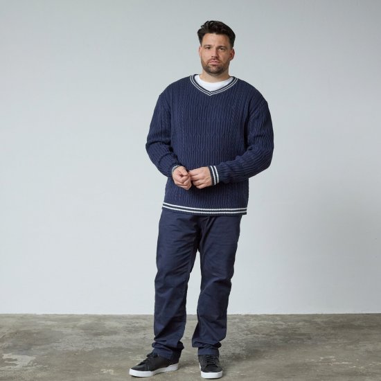 North Latitude V-Neck Knit Navyblau - TALL sweatshirts - TALL Sweatshirts mit Extralänge
