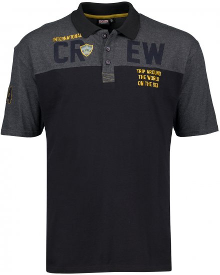 Adamo Crew Printed Jersey Poloshirt Charcoal - Polo-shirts für herren - Polo-Shirts für Herren in großen Größen