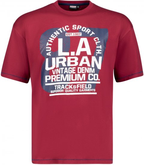 Adamo Urban Comfort Fit Printed T-shirt Burgundy - Herren-T-Shirts - Herren-T-Shirts in großen Größen