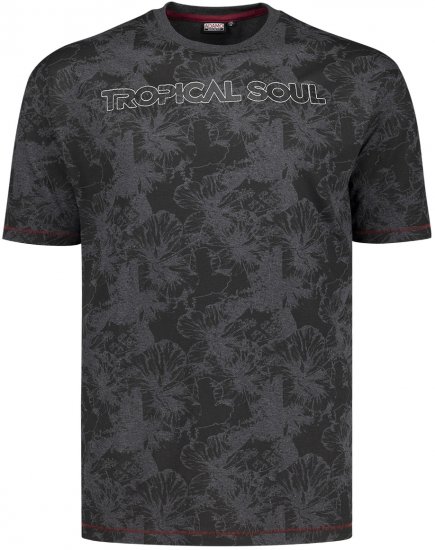 Adamo Tropical Regular Fit Printed T-shirt Charcoal - Herren-T-Shirts - Herren-T-Shirts in großen Größen