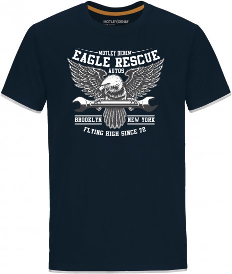 Motley Denim Eccles T-shirt Navy - Herren-T-Shirts in großen Größen - Herren-T-Shirts in großen Größen