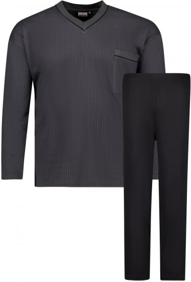 Adamo Gustav Long sleeve Pyjama Charcoal - Herrenunterwäsche & bademode - Herrenunterwäsche & Bademode in großen Größen