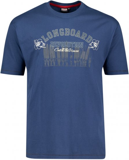 Adamo Longboard Regular Fit Printed T-shirt Denim Blue - Herren-T-Shirts - Herren-T-Shirts in großen Größen