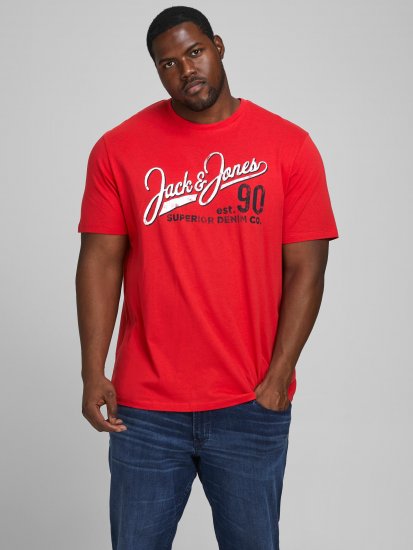 Jack & Jones Elogo T-Shirt True Red - Herren-T-Shirts - Herren-T-Shirts in großen Größen