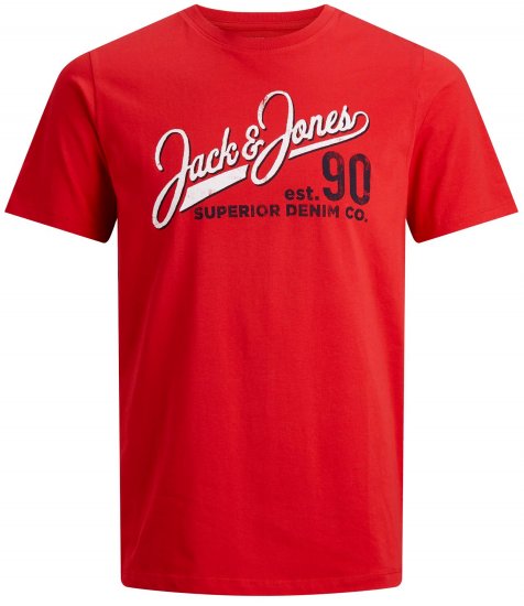 Jack & Jones Elogo T-Shirt True Red - Herren-T-Shirts - Herren-T-Shirts in großen Größen