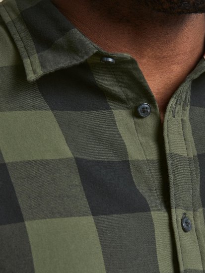 Jack & Jones Gingham L/S Shirt Dusty Olive - Herrenhemden - Herrenhemden in großen Größen