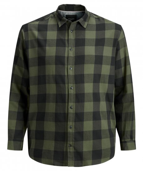 Jack & Jones Gingham L/S Shirt Dusty Olive - Herrenhemden - Herrenhemden in großen Größen