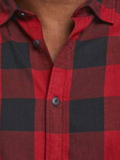Jack & Jones Gingham Shirt L/S Brick Red - Herrenhemden - Herrenhemden in großen Größen