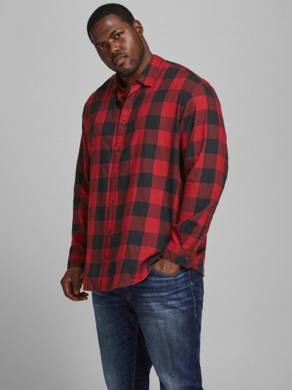 Jack & Jones Gingham Shirt L/S Brick Red - Herrenhemden - Herrenhemden in großen Größen
