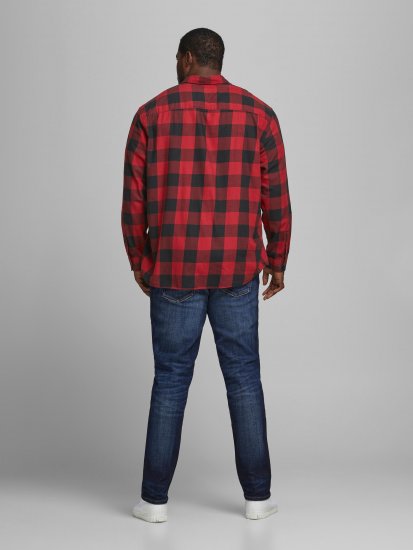 Jack & Jones Gingham Shirt L/S Brick Red - Herrenhemden - Herrenhemden in großen Größen