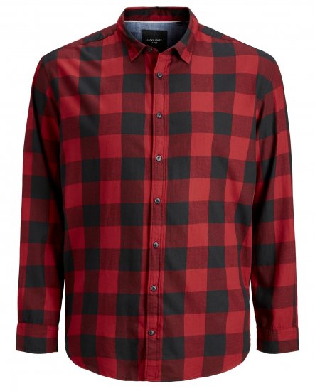 Jack & Jones Gingham Shirt L/S Brick Red - Herrenhemden - Herrenhemden in großen Größen