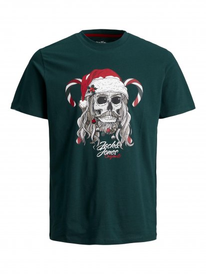Jack & Jones JORFESTIVE Xmas Skull T-shirt Green - Herren-T-Shirts - Herren-T-Shirts in großen Größen