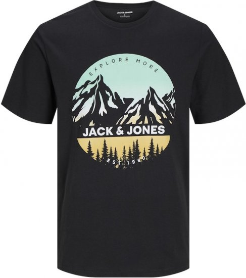 Jack & Jones PEAK T-Shirt Black - Herren-T-Shirts - Herren-T-Shirts in großen Größen