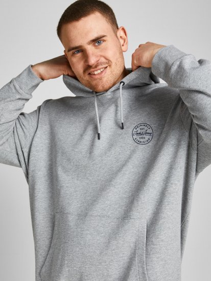 Jack & Jones JJESHARK SWEAT Hoodie Light Grey - Herren-sweater und -hoodies - Herren-Sweater und -Hoodies in großen Größen