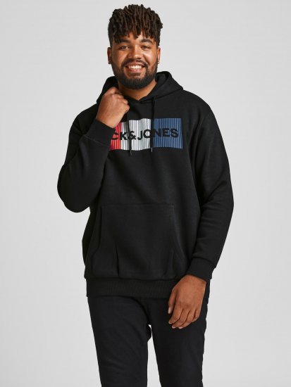 Jack & Jones CORP LOGO Hoodie Black - Herren-sweater und -hoodies - Herren-Sweater und -Hoodies in großen Größen