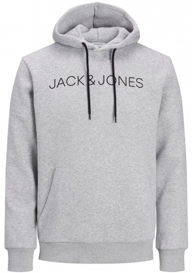Jack & Jones JJHUGO FLOCK Hoodie Grey - Herren-Sweater und -Hoodies in großen Größen - Herren-Sweater und -Hoodies in großen Größen