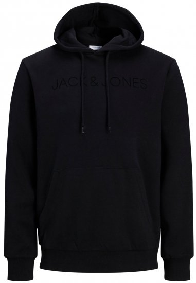 Jack & Jones JJHUGO FLOCK Hoodie Black - Herren-sweater und -hoodies - Herren-Sweater und -Hoodies in großen Größen