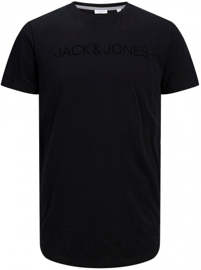 Jack & Jones JJHUGO FLOCK TEE Black - Herren-T-Shirts - Herren-T-Shirts in großen Größen