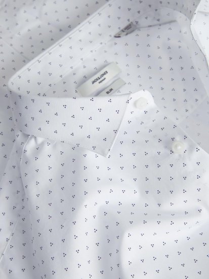 Jack & Jones JPRBLACARDIFF Print Shirt LS White - Herrenhemden - Herrenhemden in großen Größen