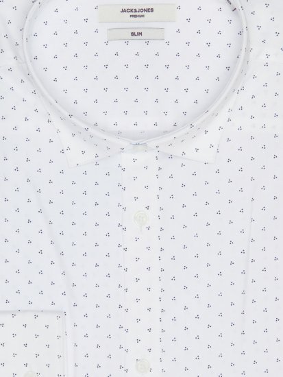 Jack & Jones JPRBLACARDIFF Print Shirt LS White - Herrenhemden - Herrenhemden in großen Größen