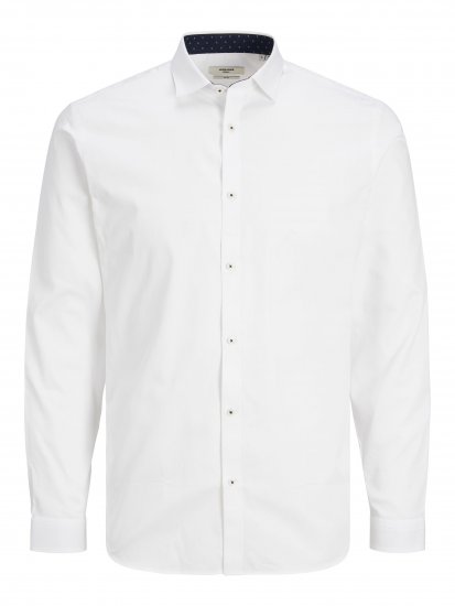 Jack & Jones JPRBLACARDIFF CONTRAST Shirt LS White - Herrenhemden - Herrenhemden in großen Größen
