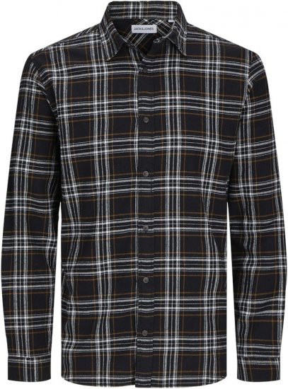 Jack & Jones JOSHUA LS Flannel Shirt Black - Herrenhemden - Herrenhemden in großen Größen