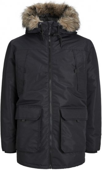 Jack & Jones CONSTRUCT Windproof Fur Parka Black - Herren jacken - Herren Jacken in großen Größen