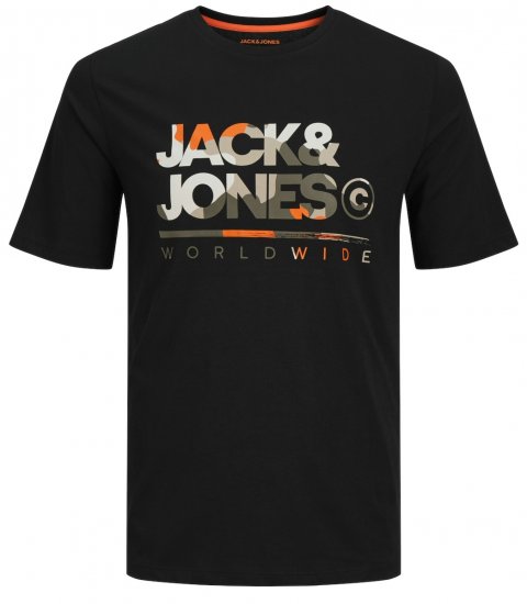 Jack & Jones JJLUKE T-Shirt Black - Herren-T-Shirts - Herren-T-Shirts in großen Größen