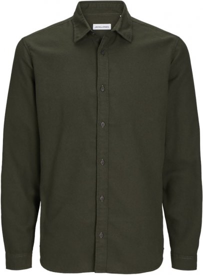 Jack & Jones JOSHUA LS Flannel Shirt Solid Green - Herrenhemden in großen Größen - Herrenhemden in großen Größen