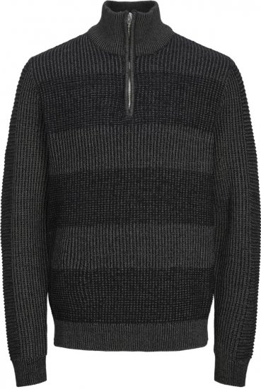 Jack & Jones HUGO Knitted Sweater with Half Zipper Black - Herren-sweater und -hoodies - Herren-Sweater und -Hoodies in großen Größen