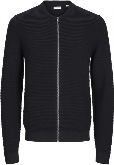 Jack & Jones OTTO Knitted Sweater with Zipper Black - Herren-sweater und -hoodies - Herren-Sweater und -Hoodies in großen Größen