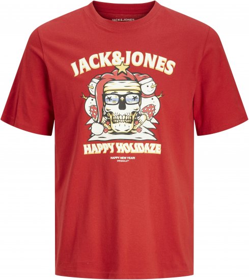 Jack & Jones XMAS Christmas Skull T-Shirt Red - Herren-T-Shirts - Herren-T-Shirts in großen Größen