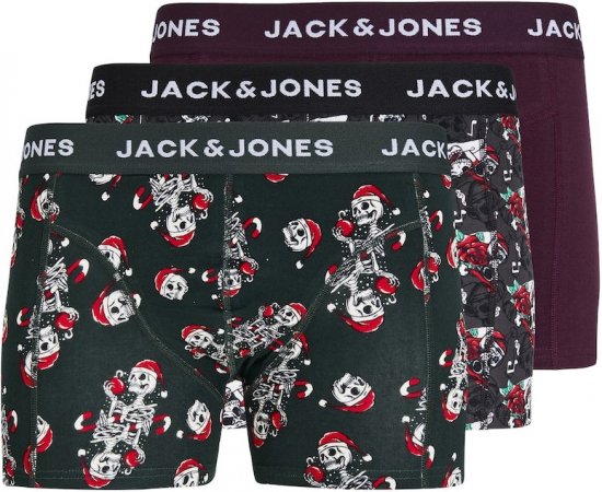 Jack & Jones XMAS Skull Trunks 3-Pack Green/Grey/Red - Herrenunterwäsche & bademode - Herrenunterwäsche & Bademode in großen Größen