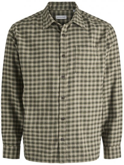 Jack & Jones Mini Check Long Sleeve Shirt Dusty Olive - Herrenhemden - Herrenhemden in großen Größen