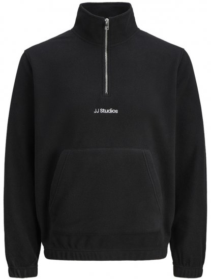 Jack & Jones Soho Half Zip Fleece Sweatshirt Black - Herren-sweater und -hoodies - Herren-Sweater und -Hoodies in großen Größen