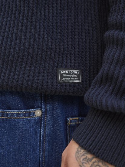 Jack & Jones Pannel Roll Neck Knit Pullover Sky Captain - Herren-sweater und -hoodies - Herren-Sweater und -Hoodies in großen Größen