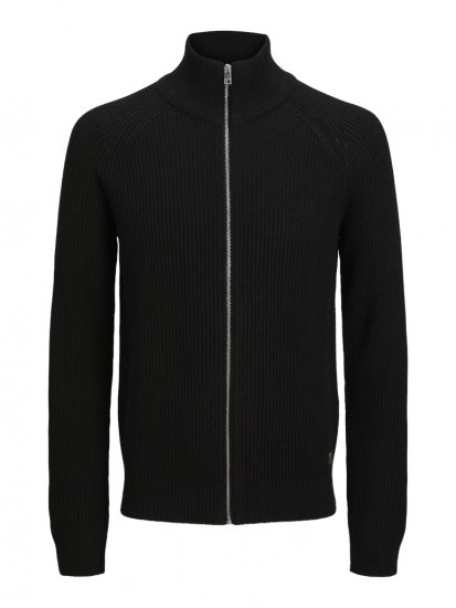 Jack & Jones Pannel Zip Knit Cardigan Black - Herren-sweater und -hoodies - Herren-Sweater und -Hoodies in großen Größen