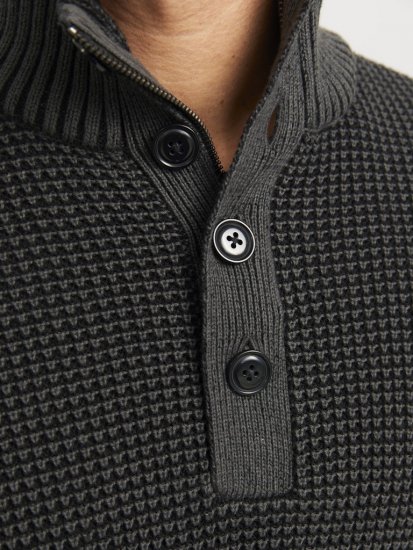 Jack & Jones Ethan High Neck Knit Pullover Black - Herren-sweater und -hoodies - Herren-Sweater und -Hoodies in großen Größen