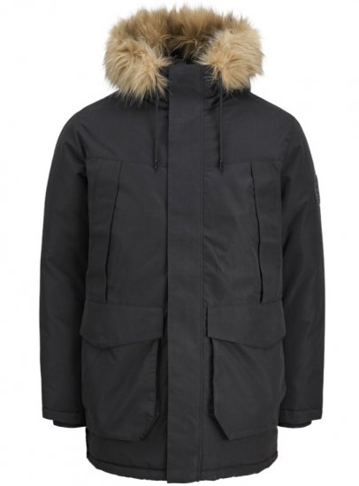 Jack & Jones Camp Faux Fur Parka Black - Herren jacken - Herren Jacken in großen Größen