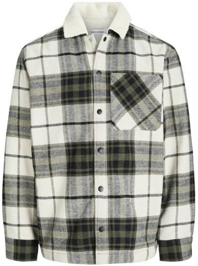 Jack & Jones Zac Teddy Long Sleeve Overshirt Jacket Dusty Olive - Herren jacken - Herren Jacken in großen Größen