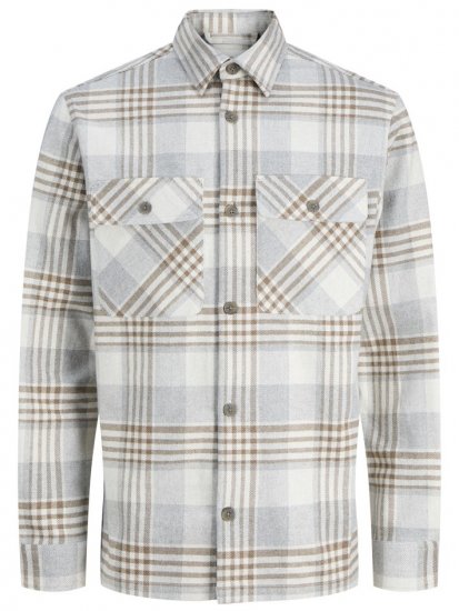 Jack & Jones Rayle Melange Check Long Sleeve Overshirt Brown - Herrenhemden - Herrenhemden in großen Größen