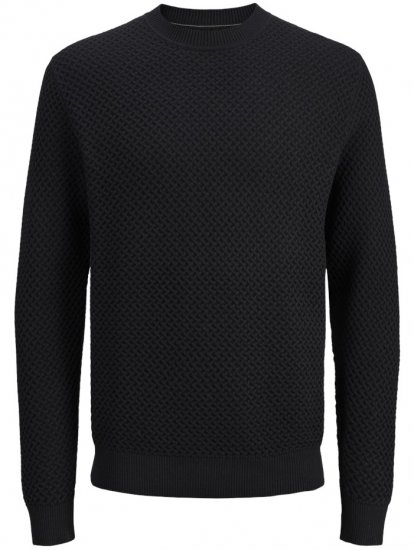 Jack & Jones Barkley Crew Neck Knitted Sweater Black - Herren-sweater und -hoodies - Herren-Sweater und -Hoodies in großen Größen