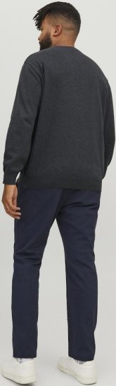 Jack & Jones BASIC Knitted Sweater Dark Grey Melange - Herren-sweater und -hoodies - Herren-Sweater und -Hoodies in großen Größen