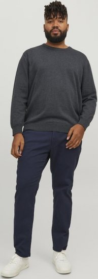 Jack & Jones BASIC Knitted Sweater Dark Grey Melange - Herren-sweater und -hoodies - Herren-Sweater und -Hoodies in großen Größen