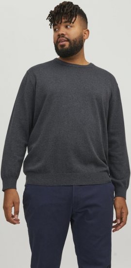 Jack & Jones BASIC Knitted Sweater Dark Grey Melange - Herren-sweater und -hoodies - Herren-Sweater und -Hoodies in großen Größen